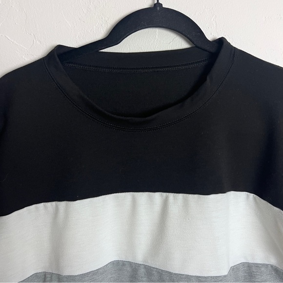 Sweatshirt sport top short sleeve crewneck black white grey large - Picture 3 of 6
